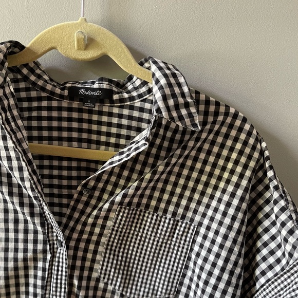 Madewell Button Down Checkered Gingham Black White Top Size Small - Picture 9 of 9